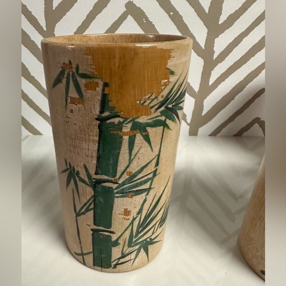 1960’s Mid Century Modern Bamboo Drinking Cups Fred Roberts Co. Made in Japan - Picture 4 of 6